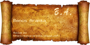 Bencs Aranka névjegykártya